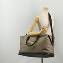Salvatore Ferragamo Boston Bag Canvas 2way Khaki Gold Tone Auth BA14791-22
