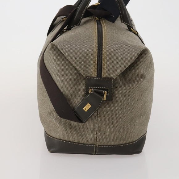 Salvatore Ferragamo Boston Bag Canvas 2way Khaki Gold Tone Auth BA14791