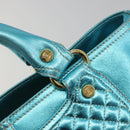 CELINE Boogie Bag Hand Bag Leather Blue Gold Tone Auth BA14792V-17