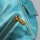 CELINE Boogie Bag Hand Bag Leather Blue Gold Tone Auth BA14792V-18