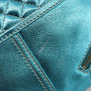 CELINE Boogie Bag Hand Bag Leather Blue Gold Tone Auth BA14792V-10