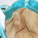 CELINE Boogie Bag Hand Bag Leather Blue Gold Tone Auth BA14792V-20