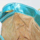 CELINE Boogie Bag Hand Bag Leather Blue Gold Tone Auth BA14792V-21