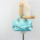 CELINE Boogie Bag Hand Bag Leather Blue Gold Tone Auth BA14792V-26