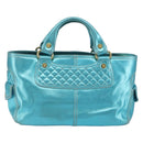 CELINE Boogie Bag Hand Bag Leather Blue Gold Tone Auth BA14792V-2
