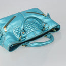 CELINE Boogie Bag Hand Bag Leather Blue Gold Tone Auth BA14792V-6