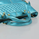 CELINE Boogie Bag Hand Bag Leather Blue Gold Tone Auth BA14792V-7