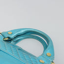 CELINE Boogie Bag Hand Bag Leather Blue Gold Tone Auth BA14792V-8