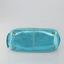 CELINE Boogie Bag Hand Bag Leather Blue Gold Tone Auth BA14792V-5