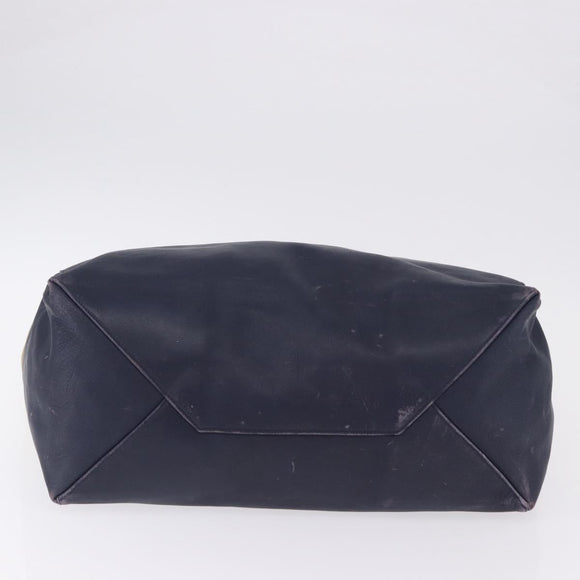 CELINE Horizontal Cabas Tote Bag Leather Khaki Navy Auth BA14793