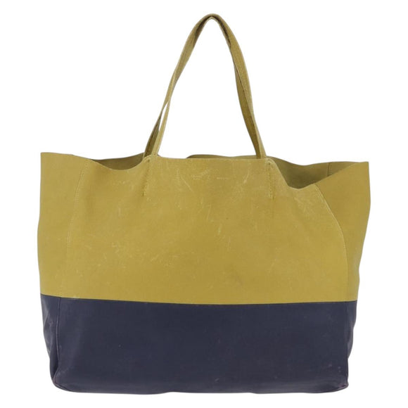 CELINE Horizontal Cabas Tote Bag Leather Khaki Navy Auth BA14793