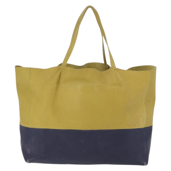 CELINE Horizontal Cabas Tote Bag Leather Khaki Navy Auth BA14793