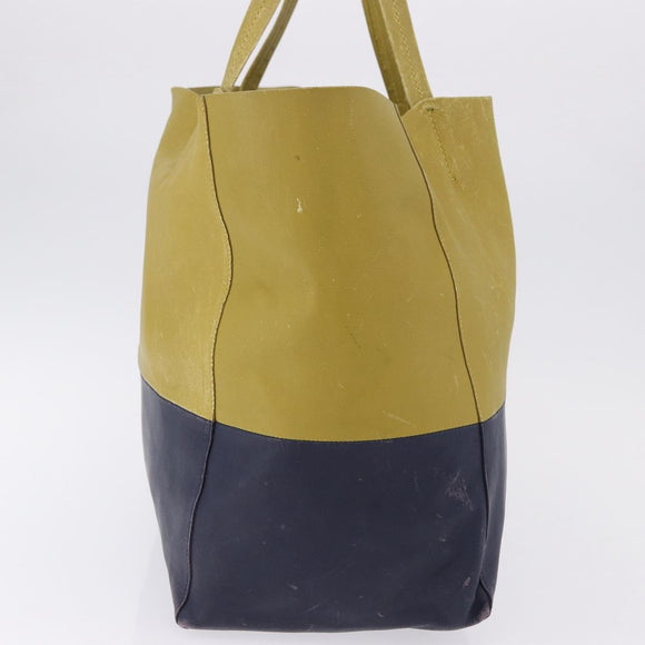 CELINE Horizontal Cabas Tote Bag Leather Khaki Navy Auth BA14793