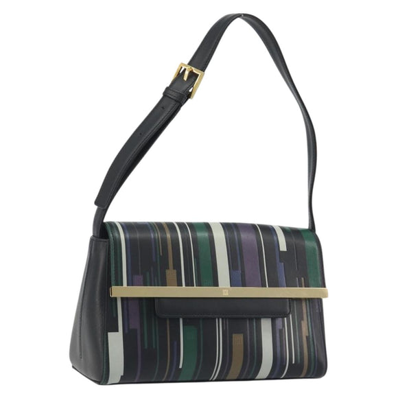 GIVENCHY Shoulder Bag Leather Black Gold Tone Auth BA14796A