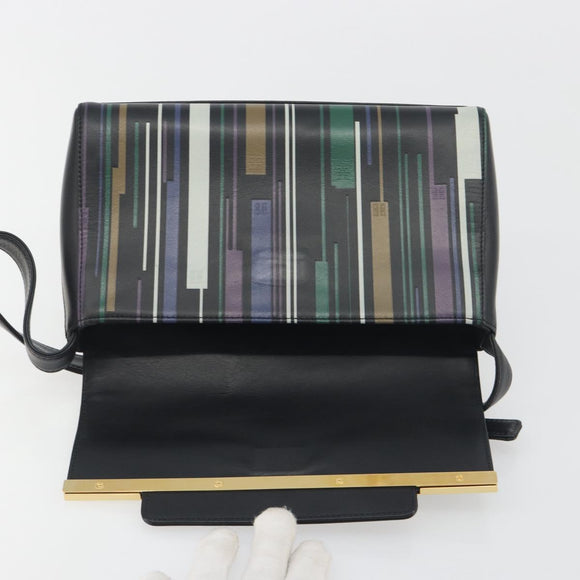 GIVENCHY Shoulder Bag Leather Black Gold Tone Auth BA14796A