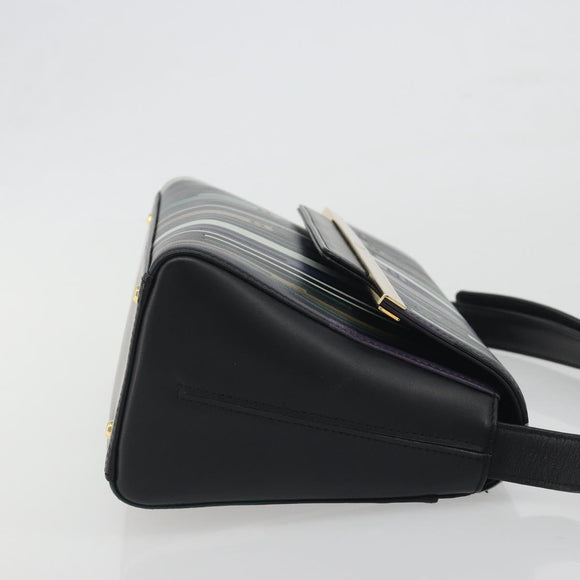 GIVENCHY Shoulder Bag Leather Black Gold Tone Auth BA14796A