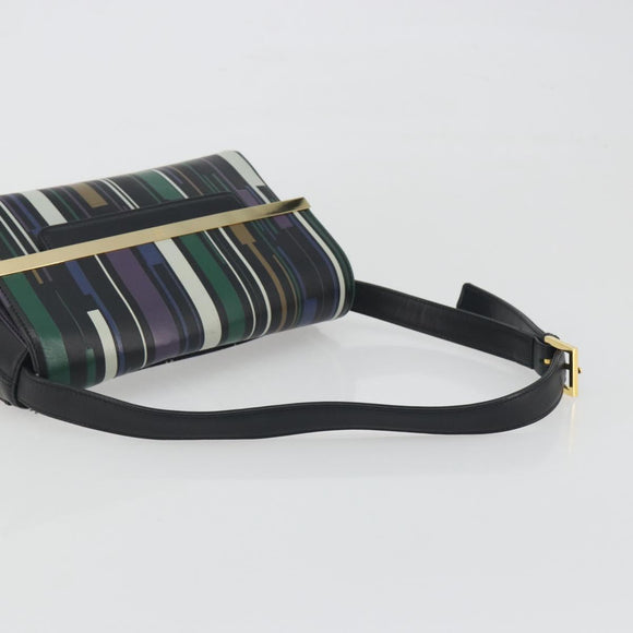 GIVENCHY Shoulder Bag Leather Black Gold Tone Auth BA14796A