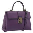 BOTTEGA VENETA INTRECCIATO Hand Bag Leather 2way Purple Gold Tone Auth BA14797V-1