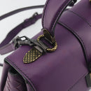 BOTTEGA VENETA INTRECCIATO Hand Bag Leather 2way Purple Gold Tone Auth BA14797V-19