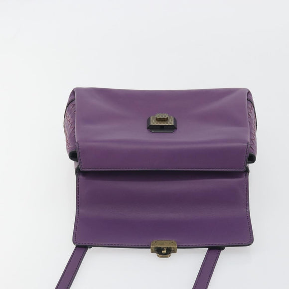 BOTTEGA VENETA INTRECCIATO Hand Bag Leather 2way Purple Gold Tone Auth BA14797V