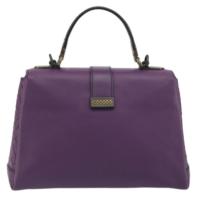 BOTTEGA VENETA INTRECCIATO Hand Bag Leather 2way Purple Gold Tone Auth BA14797V - 0