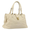 BOTTEGA VENETA INTRECCIATO Tote Bag Leather Ivory Gold Tone 171265 Auth BA14798V-1
