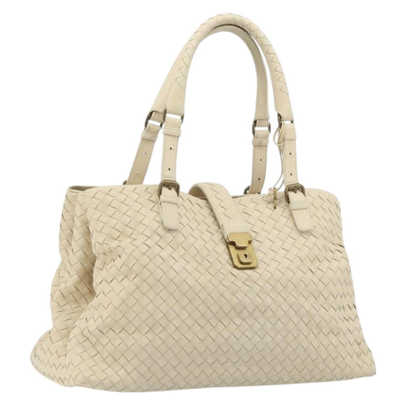 BOTTEGA VENETA INTRECCIATO Tote Bag Leather Ivory Gold Tone 171265 Auth BA14798V