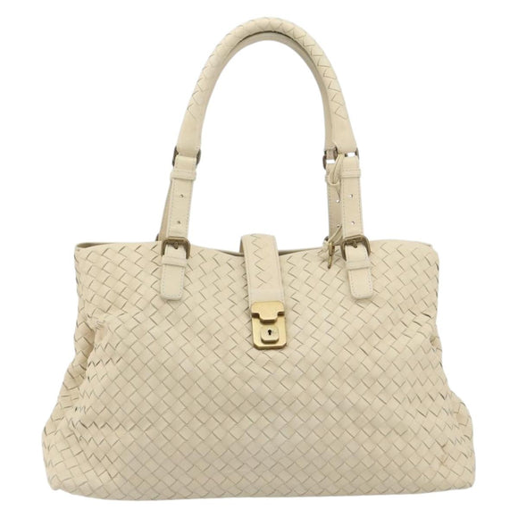 BOTTEGA VENETA INTRECCIATO Tote Bag Leather Ivory Gold Tone 171265 Auth BA14798V