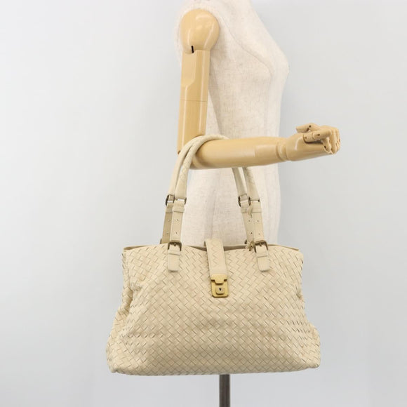 BOTTEGA VENETA INTRECCIATO Tote Bag Leather Ivory Gold Tone 171265 Auth BA14798V