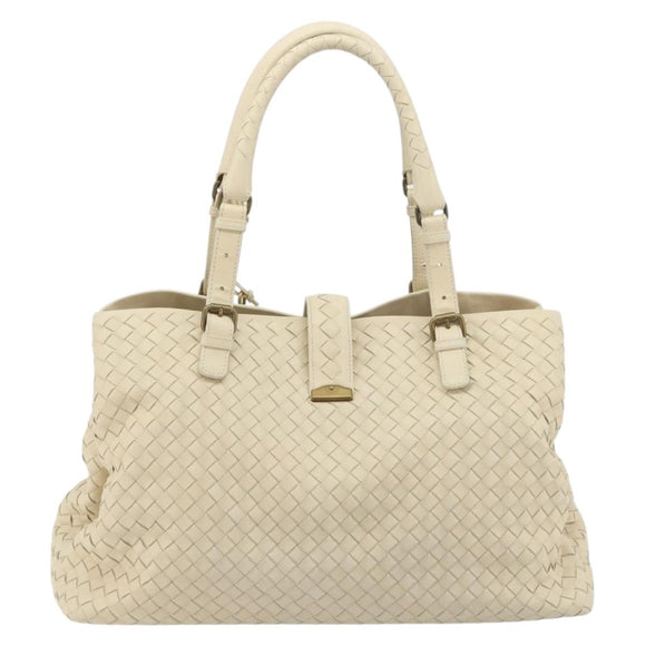 BOTTEGA VENETA INTRECCIATO Tote Bag Leather Ivory Gold Tone 171265 Auth BA14798V