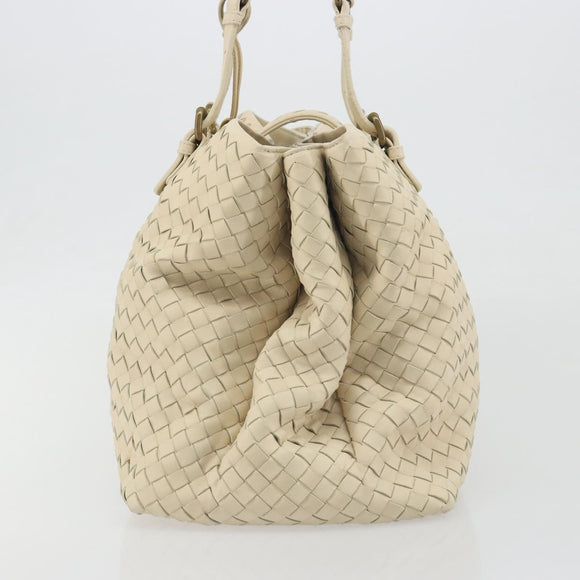 BOTTEGA VENETA INTRECCIATO Tote Bag Leather Ivory Gold Tone 171265 Auth BA14798V