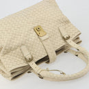 BOTTEGA VENETA INTRECCIATO Tote Bag Leather Ivory Gold Tone 171265 Auth BA14798V-6