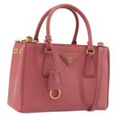 PRADA Hand Bag Saffiano 2way Pink Gold Tone Auth BA14801M-1