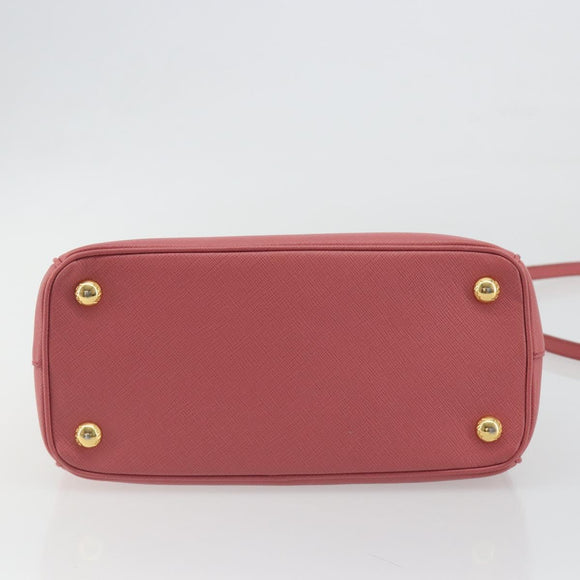 PRADA Hand Bag Saffiano 2way Pink Gold Tone Auth BA14801M