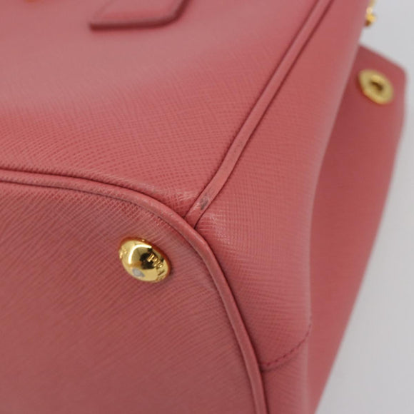 PRADA Hand Bag Saffiano 2way Pink Gold Tone Auth BA14801M