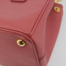PRADA Hand Bag Saffiano 2way Pink Gold Tone Auth BA14801M-15