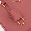 PRADA Hand Bag Saffiano 2way Pink Gold Tone Auth BA14801M-18