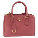 PRADA Hand Bag Saffiano 2way Pink Gold Tone Auth BA14801M-2