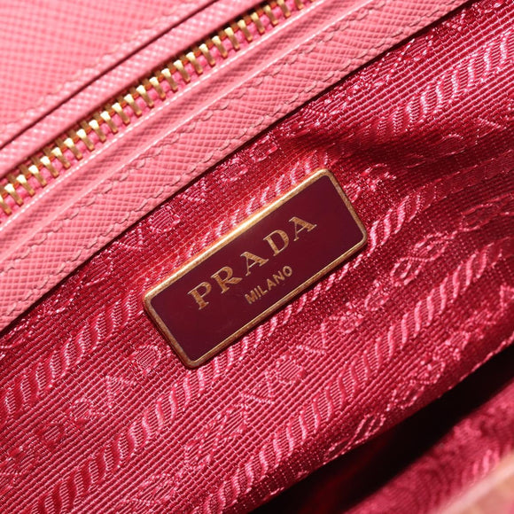 PRADA Hand Bag Saffiano 2way Pink Gold Tone Auth BA14801M