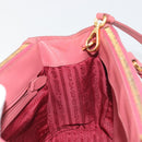 PRADA Hand Bag Saffiano 2way Pink Gold Tone Auth BA14801M-22