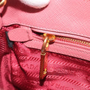 PRADA Hand Bag Saffiano 2way Pink Gold Tone Auth BA14801M-24