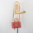 PRADA Hand Bag Saffiano 2way Pink Gold Tone Auth BA14801M-31