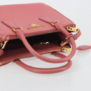 PRADA Hand Bag Saffiano 2way Pink Gold Tone Auth BA14801M-7