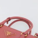 PRADA Hand Bag Saffiano 2way Pink Gold Tone Auth BA14801M-8