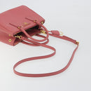 PRADA Hand Bag Saffiano 2way Pink Gold Tone Auth BA14801M-9