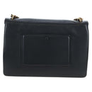 CELINE Chain Shoulder Bag Leather Black Gold Tone Auth BA14803V-3