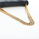 CELINE Chain Shoulder Bag Leather Black Gold Tone Auth BA14803V-7