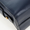 PRADA Vitterodino Hand Bag Leather 2way Navy Gold Tone Auth BA14804V-16
