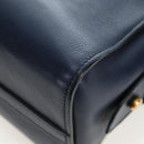 PRADA Vitterodino Hand Bag Leather 2way Navy Gold Tone Auth BA14804V-17