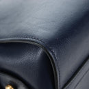 PRADA Vitterodino Hand Bag Leather 2way Navy Gold Tone Auth BA14804V-18